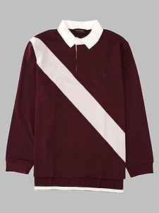 Wales Bonner Diagonal Stripe Long Sleeve Polo Shirt