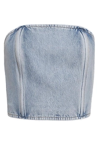 Wardrobe.Nyc Strapless Cropped Denim Top