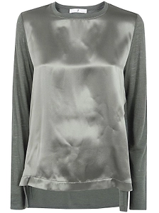 Why Ci Satin-Front Long-Sleeve T-Shirt