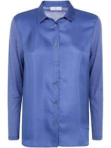 Why Ci Sheer Panel Button-Up Shirt
