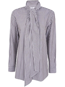 Why Ci Oversized Striped Tie-Neck Top