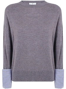 Why Ci Striped Cuff Knitted Sweater