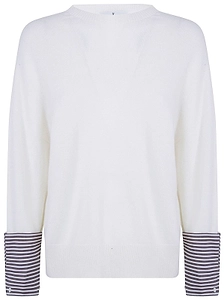 Why Ci Striped Cuff Knitted Sweater