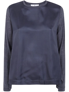 Why Ci Woven Front Knitted Top
