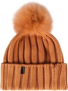 Woolrich Logo Patch Pompom Detailed Beanie