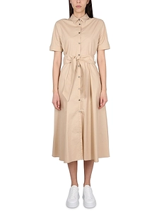 Woolrich Tied-Waist Short-Sleeved Shirt Dress