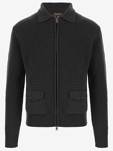 Woolrich Zip-Up Collared Knitted Sweater