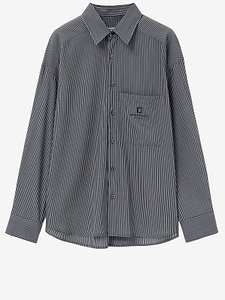 Wooyoungmi Striped Logo Patch Shirt