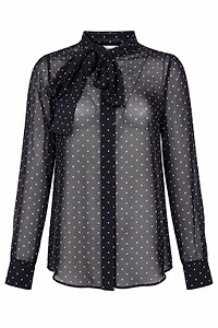 Xacus Paloma Polka-Dot Bow Blouse