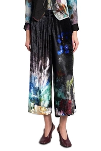Yavi All-Over Pattern-Printed Velvet Trousers