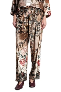 Yavi All-Over Pattern Printed Velvet Trousers
