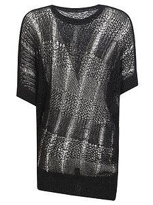 Y's Sheer Open-Knit Short-Sleeve Top