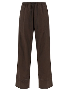 Yves Salomon Leather Trim Wide-Leg Pants