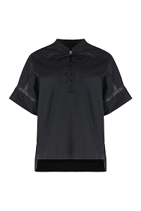 Yves Salomon Openwork Band Collar Blouse