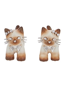 Yvmin Split Kitten Embellished Earrings
