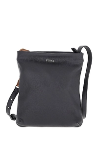 Zegna Logo Plqaue Messenger Bag