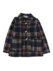 Zhoe & Tobiah Check-Pattern Toggle Long Sleeve Coat