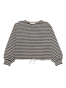 Zhoe & Tobiah Striped Drawstring Crewneck Sweatshirt