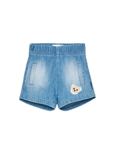 Palm Angels Kids Bear Patch Chambray Shorts