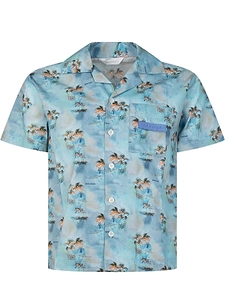 Palm Angels Kids Palm Printed Bowling Shirt