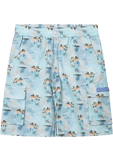 Palm Angels Kids Palm Print Cargo Shorts