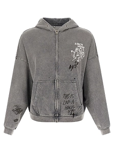 Paly Hollywood Carrying The Message Distressed Zip Hoodie