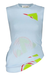 Paolina Russo Printed Cut-Out Tank Top
