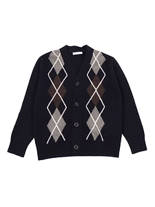 Paolo Pecora Kids Argyle-Pattern V-Neck Cardigan