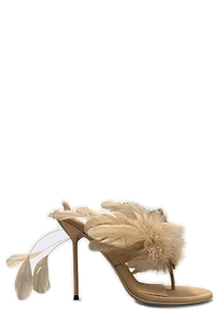 Paris Texas Lidia Feather Thong Mules
