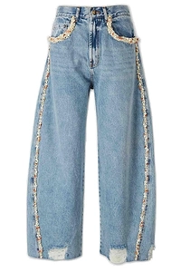 Patbo Camila Camila Coelho Beaded Distressed Denim Pants