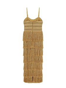 Patbo Tiered Fringe Knit Dress