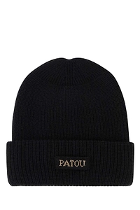 Patou Logo Embroidered Turn-Up Brim Beanie