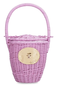 Patou Logo Plaque Woven Bucket Bag