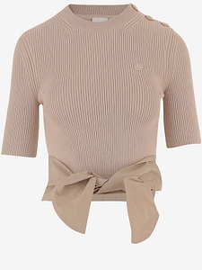 Patou Ribbed Knot Detail Knitted Top