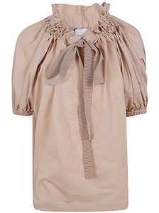 Patou Ruffled Tie-Neck Blouse