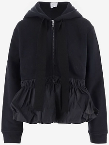 Patou Ruffled Hem Zip-Up Hoodie