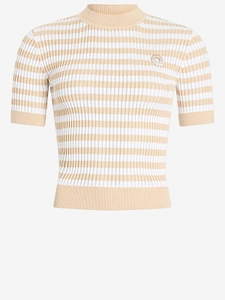 Patou Striped Ribbed Short-Sleeve Knitted Sweater