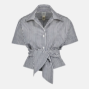 Patou Striped Tie-Front Cropped Shirt