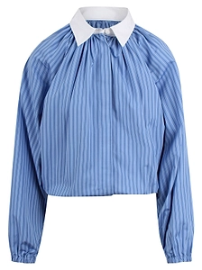 Patou Striped Collared Bubble Blouse