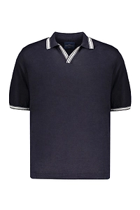 Paul & Shark Contrast-Collar Linen Polo Shirt