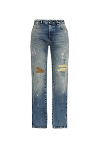 Pdf Distressed Straight-Leg Jeans