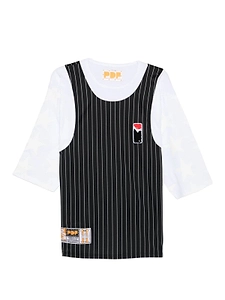 Pdf Pinstripe Layered Logo T-Shirt