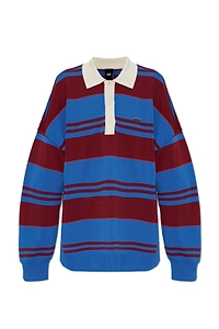 P.E Nation Strata Striped Long Sleeve Polo Top