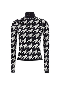 Perfect Moment Houndstooth Half-Zip Knitted Top