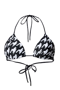 Perfect Moment Pixel Houndstooth Bikini Top Beachwear