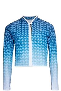 Perfect Moment Zip-Up Houndstooth Beachwear