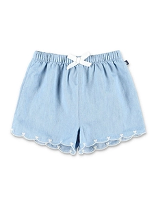 Petit Bateau Embroidered Chambray Baby Shorts