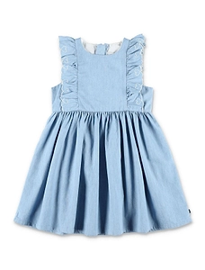 Petit Bateau Ruffled Chambray Dress