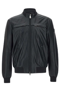 Peuterey Zip-Up Leather Bomber Jacket