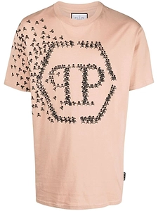 Philipp Plein Skull Bones Logo Printed Crewneck T-Shirt